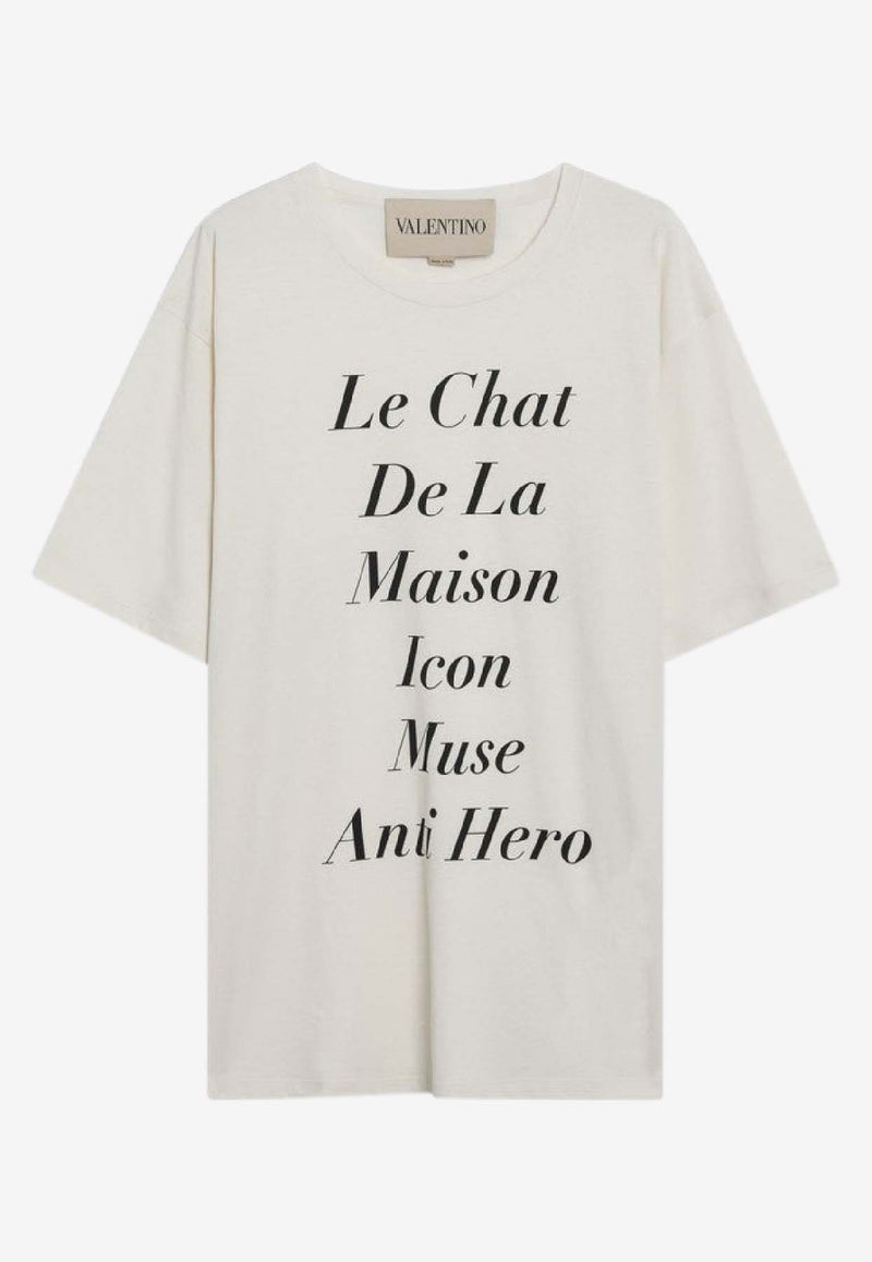 Valentino Le Chat De La Maison Icon Muse Anti Hero T-shirt Ivory 8V3MG18BBBU/S_VALE-0AN