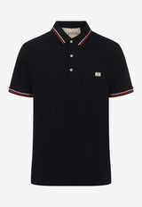 Valentino VLogo Patch Piqué Polo T-shirt Black 8V3MH01KAQJ 0NO