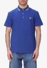 Valentino VLogo Patch Piqué Polo T-shirt Blue 8V3MH01KAQK B01