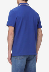 Valentino VLogo Patch Piqué Polo T-shirt Blue 8V3MH01KAQK B01