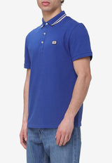 Valentino VLogo Patch Piqué Polo T-shirt Blue 8V3MH01KAQK B01