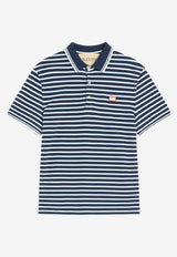 Valentino VLogo Patch Stripe Piqué Polo T-shirt Blue 8V3MH01KBAF 108