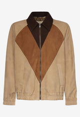 Valentino Diamond Paneled Leather Jacket Beige 8V3NB00VB8J D8X