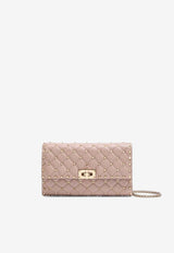 Valentino Rockstud Spike Nappa Leather Clutch Bag Powder 8W2B0137NAP P45