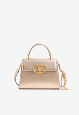Valentino Small VSLING Laminated Leather Top Handle Bag Champagne 8W2B0F53QZU H08