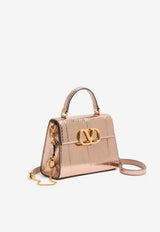 Valentino Small VSLING Laminated Elaphe Leather Top Handle Bag Rose Gold 8W2B0F53VFW GU9