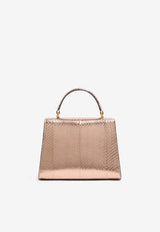 Valentino Small VSLING Laminated Elaphe Leather Top Handle Bag Rose Gold 8W2B0F53VFW GU9