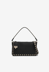 Valentino Small Rockstud Grained Leather Shoulder Bag Black 8W2B0J47VSF 0NO