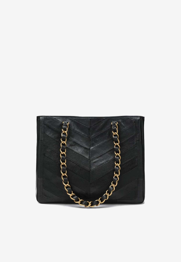 Valentino Laseine Chevron-Pattern Leather Shoulder Bag Black 8W2B0T12PSN/S_VALE-0NO