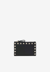 Valentino Rockstud Leather Zipped Cardholder  Black 8W2P0605VSH/S_VALE-0NO