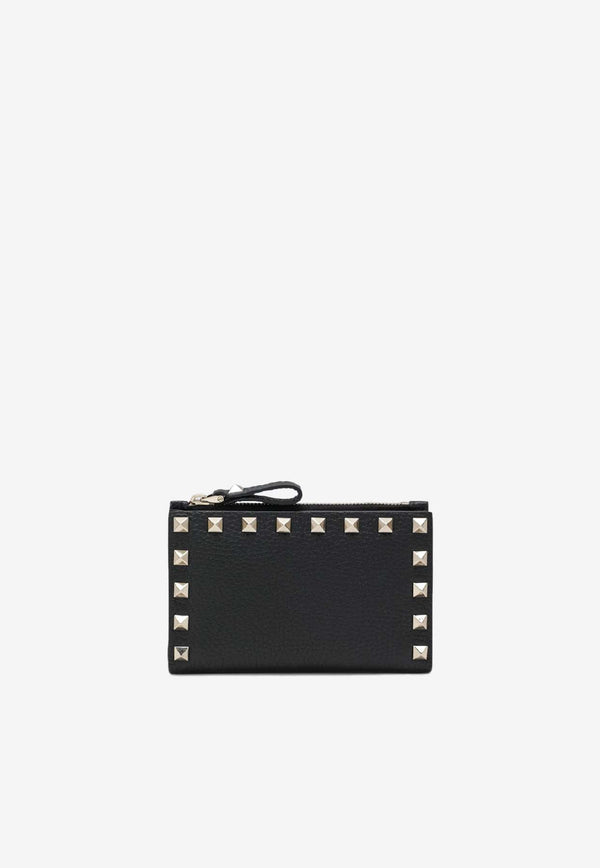 Valentino Rockstud Leather Zipped Cardholder  Black 8W2P0605VSH/S_VALE-0NO