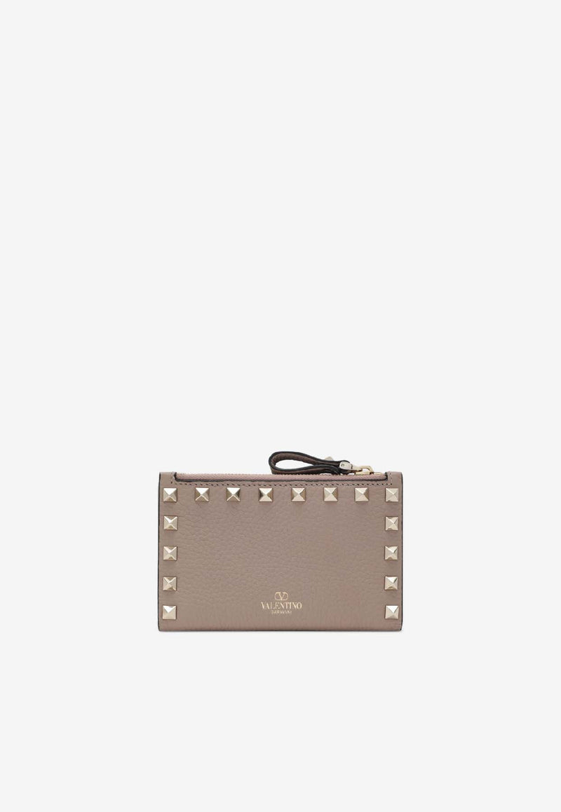 Valentino Rockstud Leather Zipped Cardholder  Powder 8W2P0605VSH/S_VALE-P45