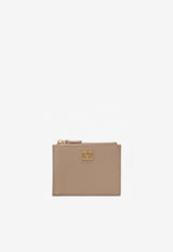 Valentino VLogo Signature Grained Leather Zip Cardholder Beige 8W2P0AK9SNP WRP