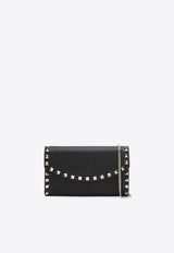 Valentino Rockstud Leather Chain Clutch Black 8W2P0AR6VSH/S_VALE-0NO