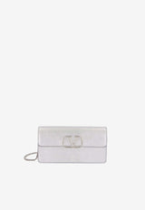 Valentino VLogo Signature Laminated Calfskin Clutch Bag Silver 8W2P0S93RFY S13
