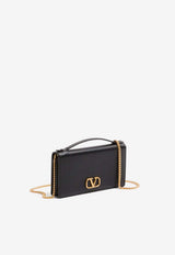 Valentino VLogo Signature Leather Chain Clutch Black 8W2P0W42SNP 0NO