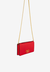 Valentino VLogo Signature Leather Chain Clutch Red 8W2P0W42SNP JU5