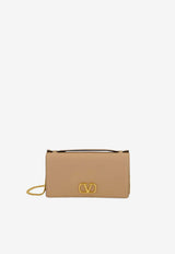 Valentino VLogo Signature Leather Chain Clutch Beige 8W2P0W42SNP WRP