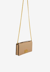 Valentino VLogo Signature Leather Chain Clutch Beige 8W2P0W42SNP WRP