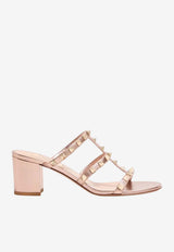 Valentino Rockstud 60 Metallic Leather Mules Rose Gold 8W2S0C47QKH GF9