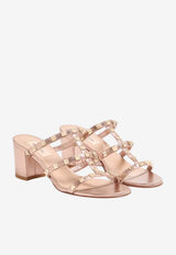 Valentino Rockstud 60 Metallic Leather Mules Rose Gold 8W2S0C47QKH GF9