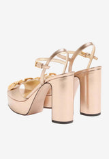 Valentino VLogo 115 Laminated Leather Platform Sandals Champagne 8W2S0FG2FLQ H08
