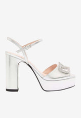 Valentino VLogo 115 Laminated Leather Platform Sandals Silver 8W2S0FG2UXF S13