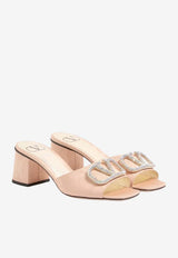Valentino VLogo 60 Moiré Fabric Mules Pink 8W2S0HA6QNW CXS