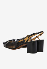 Valentino Valet Du Roi 60 Leather and Mesh Slingback Pumps Black 8W2S0MH9PDY 0NO