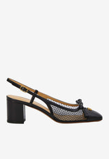 Valentino Valet Du Roi 60 Leather and Mesh Slingback Pumps Black 8W2S0MH9PDY 0NO