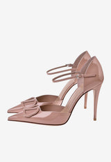 Valentino D'Orsay 100 VLogo Patent Leather Pumps Beige 8W2S0NN6TMK GF9