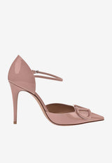 Valentino D'Orsay 100 VLogo Patent Leather Pumps Beige 8W2S0NN6TMK GF9