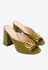 Valentino VLogo 95 Croc-Embossed Leather Mules Green 8W2S0NW6LUR 03D