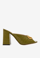 Valentino VLogo 95 Croc-Embossed Leather Mules Green 8W2S0NW6LUR 03D