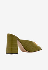 Valentino VLogo 95 Croc-Embossed Leather Mules Green 8W2S0NW6LUR 03D