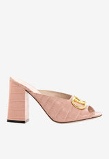 Valentino VLogo 95 Croc-Embossed Leather Mules Pink 8W2S0NW6LUR BKA