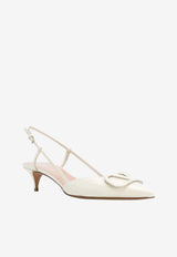 Valentino VLogo 40 Slingback Pumps in Patent Leather Ivory 8W2S0Q70TMK I16