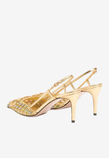 Valentino VLogo 80 Embellished Slingback Pumps Gold 8W2S0R01EGP A4W