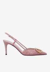 Valentino VLogo 80 Slingback Pumps in Croc-Embossed Leather Pink 8W2S0R01LUR BKA
