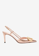 Valentino VLogo 80 Slingback Pumps in Laminated Leather Rose Gold 8W2S0R01LUY V9P