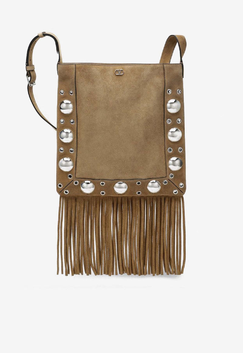 Valentino Nellcote Suede Shoulder Bag with Fringes Beige 8Y2B0R33JET/S_VALE-RDX