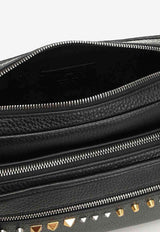 Valentino Rockstud Grained Leather Messenger Bag Black 8Y2B0S90VTJ 0NO