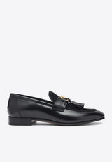 Valentino Garavani Plaque Leather Loafers Black