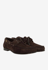 Valentino VLogo Suede Laced Loafers Dark Brown 8Y2S0M05DHU 0TO