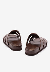 Valentino Studshield Calfskin Slides Brown 8Y2S0M95BEK ZWX