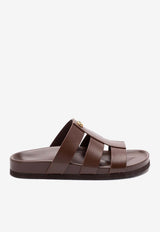 Valentino Studshield Calfskin Slides Brown 8Y2S0M95BEK ZWX