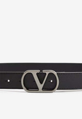 Valentino VLogo Signature Leather Belt Black 8Y2T0SM3BQT 0NO