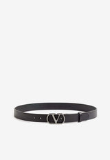Valentino VLogo Signature Leather Belt Black 8Y2T0SM3BQT 0NO