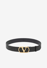 Valentino VLogo-Buckle Leather Belt  Black 8Y2T0SQ7IYR/S_VALE-0NO