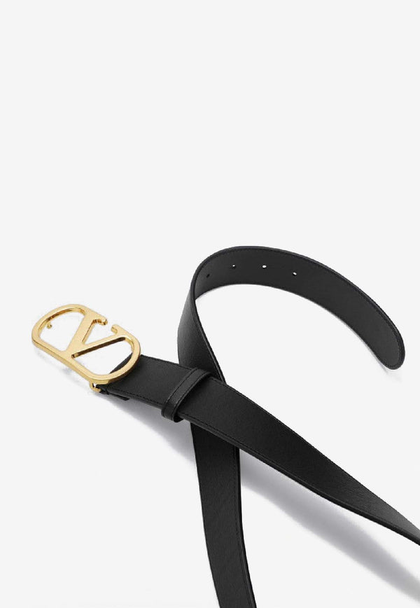 Valentino VLogo-Buckle Leather Belt  Black 8Y2T0SQ7IYR/S_VALE-0NO